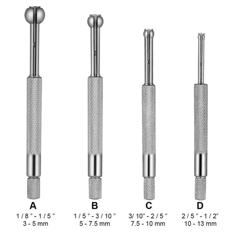 4 Piece Telescoping Bore Gauge Set for Small Holes, Full Round Spherical Hardened Bore Gauges With Nickel Plated Heads, Versatile Size Range For Precise Machining And DIY Projects