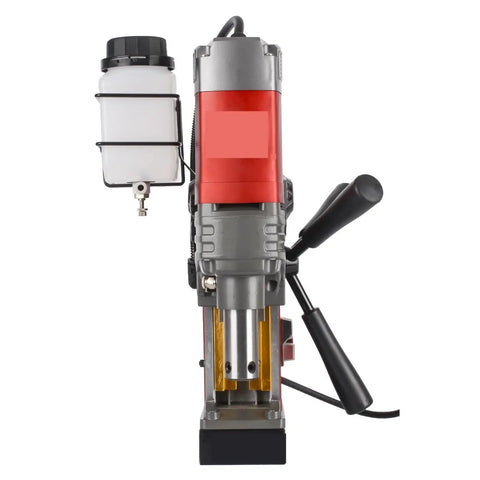 Magnetic Drill Press for Core Drilling and Metal Hole Cutting, portable tool with a sturdy magnetic base and coolant tank.
