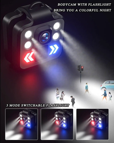 Pocket Size 1080P Body Camera With Audio And Video Recording On The Go Mini Cam Recorder 64GB Waterproof Headlamp Flashlight