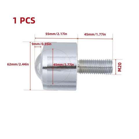 Ball Caster Roller Transfer Bearing Unit With Stud Mount And Thread Stem, 1.77 Inch Diameter, Heavy Duty Bearing Steel, Ball Transfer For Appliances And Machinery, 992 Lb Total Load Capacity, Silver, M20 stud