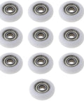 Buttery Smooth 10 Pcs Nylon Pulley Rolling Bearing Wheels For Furniture Drawer And Sliding Door Runner Hardware, white wheels with silver bearings.