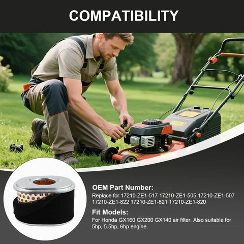Lawnmower with Air Filter Pack For GX160 GX200 Engines Ready To Fit GX140 AFZE18 And 212CC And 196CC OHV Rigs