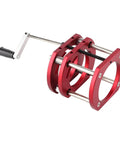 DIY Router Lift Base With 4 Jaw Clamping System And Crank Handle, Easy Install For Small Trimming Machines, Turn Your Router Into A Pro Grade Lift Table Compatible With 64 To 66mm Motors. red aluminum router lift base with crank handle