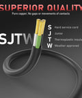 Heavy Duty 40Ft Welder Extension Cord 15 Amp 250 Volt 12 AWG NEMA 6-50P to 6-50R jacket details on SJTW cable materials.