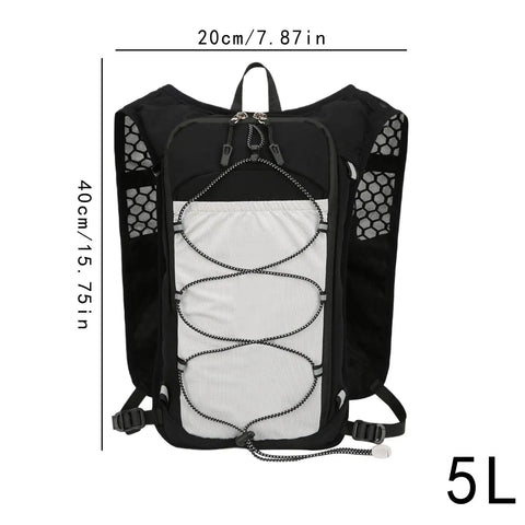 Go To Hydration Vest For Runners And Hikers With Breathable Mesh, lightweight pack, 15.75x8.66x3.15 inches, black and white design