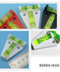Mini T Shape Bubble Level Tool with shatterproof PMMA and ABS in various colors and compact sizes for low profile leveling