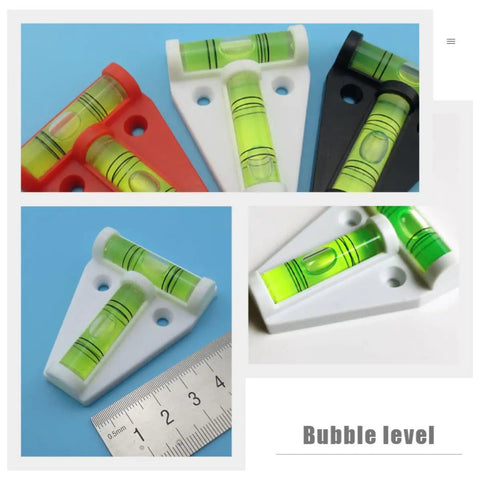 Mini T Shape Bubble Level Tool with shatterproof PMMA and ABS in various colors and compact sizes for low profile leveling