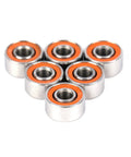 Pro Grade Fishing Reel Ball Bearings Kit With Ceramic Orange Seal For Smooth Casting And Durability Upgrade Spool Bearings For Reels Hardened Steel Double Inner Race Sealed Performance For Heavy Duty Fishing, five orange-seal reel bearings