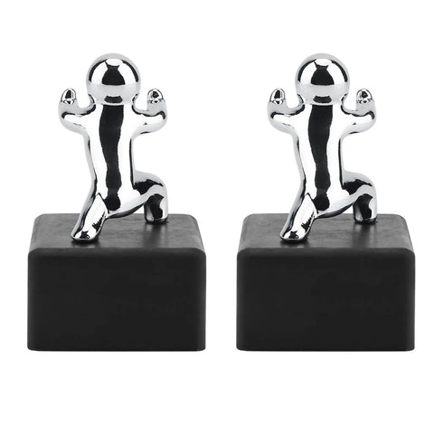 Cute Door Stopper Wedge 2 Pack, Decorative Rubber Door Stops For Home And Office, shiny figures on black base