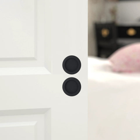 Recessed Pocket Door Pull Handles 2 And 3 Quarter Inch Round Finger Flush Pulls for Barn Doors Matte Black 304 Stainless Steel