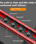 Close-up of BXRSRTZ Spirit Level Gift Idea Decor Kit showing clear scale, position markers, and orientation pointers in red design.