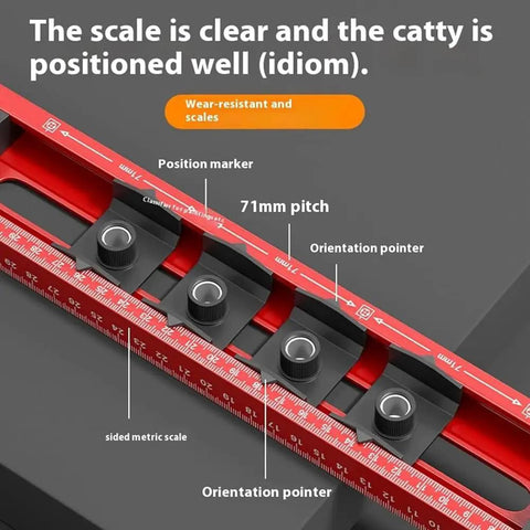Close-up of BXRSRTZ Spirit Level Gift Idea Decor Kit showing clear scale, position markers, and orientation pointers in red design.