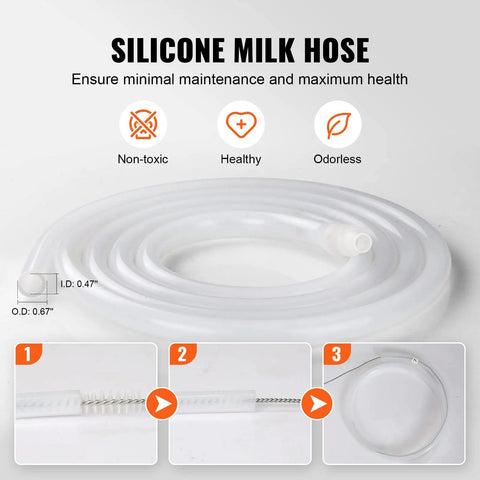 Silicone hose for Hands Free Goat Milking Machine With 12 L Stainless Steel Bucket, 550W Electric Pulsation Vacuum Milker