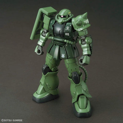Gundam The Origin Zaku II Type C6 R6 HG 1 144 Model Kit standing pose with green armor and shoulder markings
