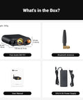 MC101 Bluetooth Stereo Amplifier With VU Meter And Bass Treble Tone Control Dope Vintage Aluminum Mini HiFi Receiver For Passive Speakers 2 Channel Home Audio Amplifier With Retro Style Power Amp, box contents