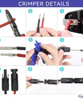 Pro-Grade Solar Panel Crimping Tool Kit With Crimper, Stripper, And Spanner Wrench, 10 Pairs Connectors in use demonstration