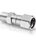 360 Degree Swivel Pressure Washer Fitting Three Eighths NPT Thread For Up To 5000 PSI Keeps Hose From Tangling close-up stainless steel connector