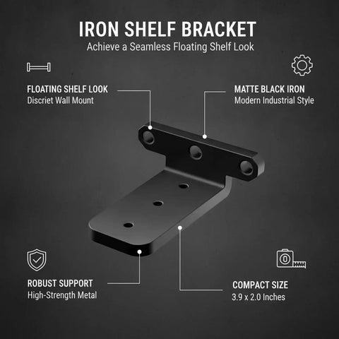 Hidden Triangle Bracket For Floating Shelves Solid Iron With Matte Black Finish Ultra Slim Invisible Wall Mount 3.9 x 2.0 Inch