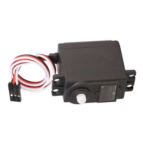 Standard Size RC Servo Motor With Straight Fire Throttle Response And Rock Solid Plastic Gears. Compact design and wiring.