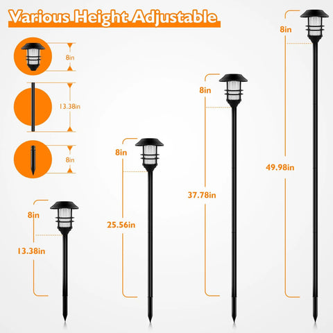 Solar Pathway Flame Lights Outdoor LEDs With Metal Construction Waterproof Stainless Steel Rust Resistant Black Coating 8 Inch PC Shade Lit Realistic Flicker Perfect For Garden Path Patio Balcony And Pool 2 Pack