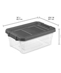 Six Pack 16 Quart Stackable Storage Bins With Snap Tight Lids And Non Slip Base Mats Dark Gray Clear Plastic Heavy Duty Organizers, 18" L x 12.5" W.