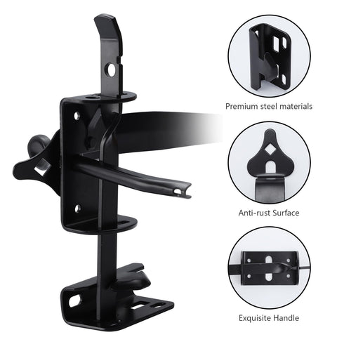 Heavy Duty Gate Latch And 9 Inch Handle Kit Self Locking Steel Gate Lock Hardware For Wooden And Vinyl Fence with detailed components