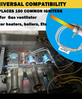 Universal Silicon Nitride Hot Rod Ignitor for Gas Furnaces shown near operating furnace with compatibility details.