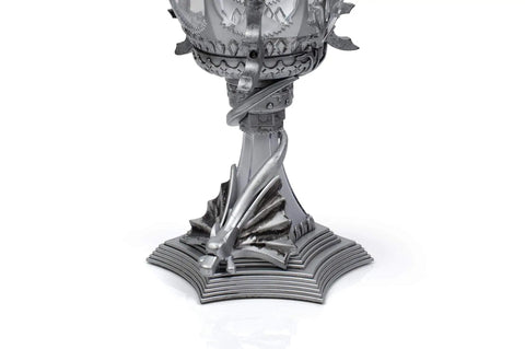 Base detail of Triwizard Cup Replica Mood Light LED Lamp Battery Powered 13 Inch Tall Silver Decor For Wizarding World Fans