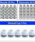 Pro Grade P80 Plasma Cutter Consumables Kit With 45 Pieces For 80A Systems Electrodes Nozzles 1.5mm Tip Shroud Cup