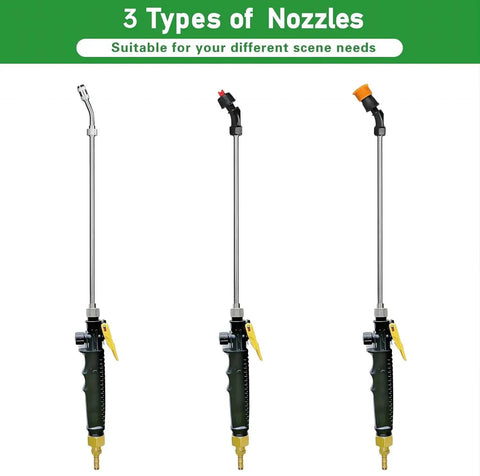 Three nozzle types for Two Pack Sprayer Wand Kit With Three Nozzles For Multi Pattern Spray Stainless Steel Spray Wand Replacement
