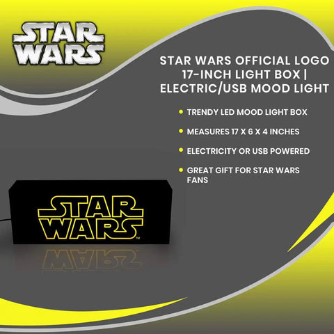 Official Logo 17 Inch Light Box Mood Light USB Powered LED Decor For Fans with Star Wars branding on display