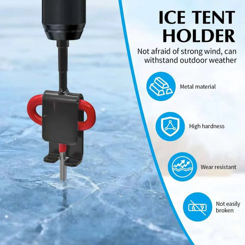 Heavy Duty Ice Anchor Tool Kit For Ice Fishing, stainless steel drill adapter securing ice tent holder on frozen surface