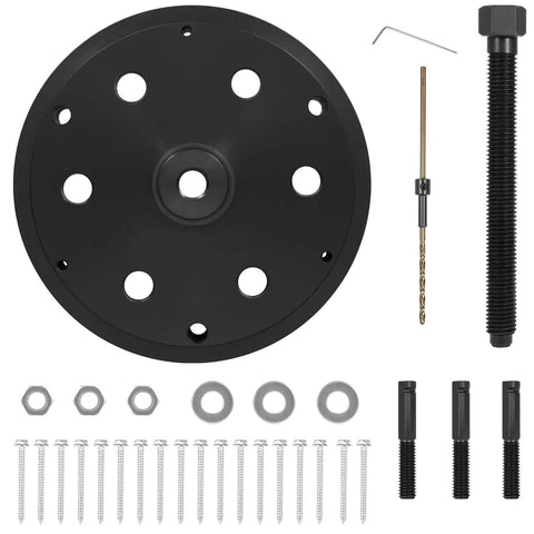 Rear Crankshaft Seal And Wear Sleeve Removal And Installation Tool Kit For Cummins Signature ISX And QSX Engines Including ISX12 And ISX15 With Wet Flywheel Housing Only For Pro Grade Auto Maintenance And Shop Pros components including black plate and fasteners.