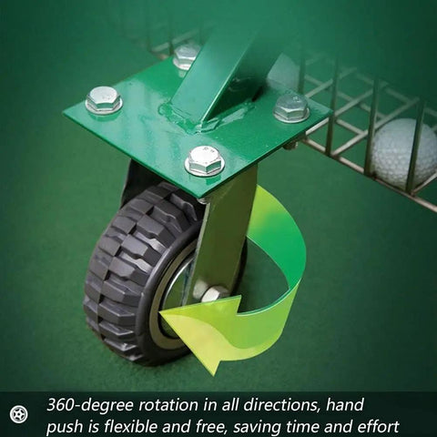 Golf Ball Retriever With 13 Channel Picker Holds Up To 600 Balls Lightweight Durable Ball Collector green wheel