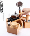 Wooden Espresso Tamper Holder 8 In 1 Coffee Bar Accessory Stand With Removable Knock Box Fits 51Mm And 54Mm Portafilters with tools.