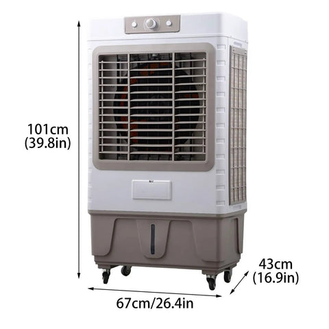 Portable Evaporative Air Cooler And Humidifier With Three Speed Settings Cool Air Blower personal swamp fan size 101cm x 67cm x 43cm