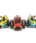 1 8 Scale RC X Rider Flamingos 2 4G 3WD 2 In 1 ESC High Speed RC Car Electric Tricycle Motorcycle RTR Drift Vehicle For Adults Green All Terrain Ready With Aluminum Bottom Plate Bumper Roll Cage Shaking Head Driver ABS Shell Water Cooled Radiator Model, three color views