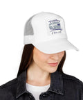 Funny Camping Trailer Trash Trucker Hat White For RV Lovers And Camp Fans