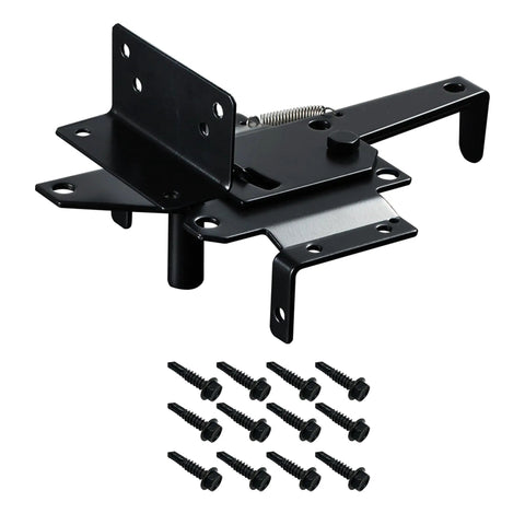 Heavy Duty Carbon Steel Fence Gate Latch for Wood and Vinyl Posts Black Powder Coated Post Mount Easy Install Includes Screws and Instructions for Rugged Outdoor Use and Long Lasting Security, black latch with screws