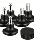 Set Of 5 Premium Bell Glides For Office Chair Caster Replacement, black plastic glides with metal stems for desk chairs.