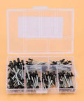 Aluminum Blind Rivets Kit, Assortment Pack For Quick, Durable Riveting Projects, Easy One Hand Install, Smooth Finish, Works With Most Riveting Guns, Ideal For Metal And Plastic Repairs, clear plastic case