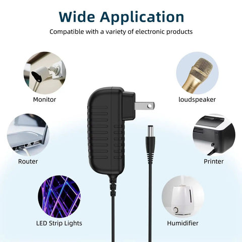 9V AC DC Power Adapter For ProForm 750R Magnetic Foldable Rowing Machine Plug And Play Compatible With PFRW58118 9V DC Power Supply Cord Charger Worldwide 100 240V Input shown with electronic devices including monitor, loudspeaker, and printer.