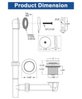 Dimensions diagram of Brass Tip Toe Tub Drain Kit With Basket Strainer And Single Hole Overflow Faceplate in Oil Rubbed Bronze