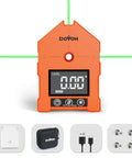 Pro Grade Three In One Digital Angle Finder With Laser And Digital Level Gauge For Woodworking And DIY Projects, Precise Angles, Clear Laser Line Projection, Compact And Easy To Use, A Must Have Handy Tool orange digital angle finder with green laser line and level display