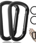 Heavy Duty 3 Inch Carabiner Clip For Hammocks And Gear D Shaped Spring Hook Clip For Camping Hiking Keychains Dog Leash Harness And Key Ring 880 Lbs Black Pack Of 2