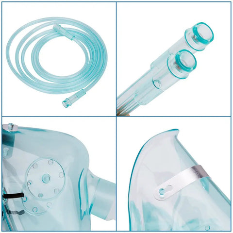 Close-up of Adults Europe Size L Plus Oxygen Mask Set With 6.6 Ft Tubing And Adjustable Elastic Strap Three Pack PVC Mask details.