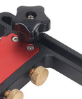 Close-up of Rock Solid Updated Feather Boards for Table Saws and Router Tables with adjustable knobs and aluminum design.