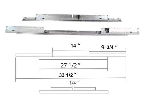 Totally Rock Solid Heavy Duty Table Leaf Sliding Brackets 33 Inch Drop Leaf Extension Hardware Smooth Ball Bearing Slide Rails dimensions and design.