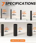 7 specifications of 5 To 1 Heat Shrink Tubing Kit With 320 Pieces, showing various sizes from 2.4mm to 19.1mm, lengths 90mm.