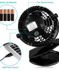 Clip On Fan Battery Operated With 360 Degree Rotation 8 Free AA Batteries Included Quiet USB Or Battery Powered Personal Fan